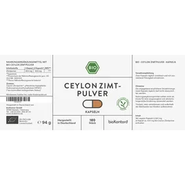 bioKontor Ceylon Zimt Kapseln BIO 180 Stück