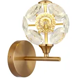 GLOBO Wandleuchte Kristallleuchte Flurlampe LED gold klar Wohnzimmer Kugellampe Metall