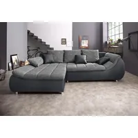 Home Affaire "Imola, bequem, aktuelle Steppung im Sitz, L-Form, Breite 270cm", schwarz (schwarz, weißgrau), B:270cm H:90cm T:170cm, Microfaser PRIMABELLE (100% Polyester) / Struktur (82% Polyester, 9% Viscose, 7% Baumwolle, 2% Nylon);Kunstleder SOFTLUX /