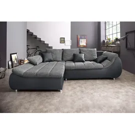 Home Affaire "Imola, bequem, aktuelle Steppung im Sitz, L-Form, Breite 270cm", schwarz (schwarz, weißgrau), B:270cm H:90cm T:170cm, Microfaser PRIMABELLE (100% Polyester) / Struktur (82% Polyester, 9% Viscose, 7% Baumwolle, 2% Nylon);Kunstleder SOFTLUX /