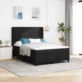 vidaXL LED Boxspringbett mit Matratze Schwarz 160 x 200 cm Stoff