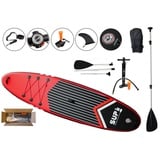 ELLUG SUP-Board Stand Up Paddle Board Set, SUP, inkl. Paddel, Repairkit, Rucksack, Paddel, Handpumpe rot|schwarz