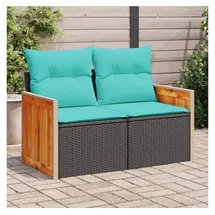 vidaXL Gartensofa 2-Sitzer Loungesofa schwarz