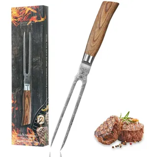 Wakoli Edib Pro Damast Tranchiergabel I 18cm Klinge aus 67 Lagen Damaststahl I Pakkaholzgriff