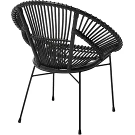 Beliani Rattanstuhl schwarz