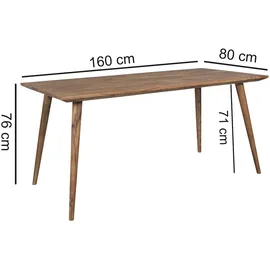 KADIMA DESIGN Esszimmertisch REPA 160 x 80 x 76 cm rustikal Massiv-Holz, - 8 Personen - Braun