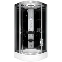 SeniorBad Dampfdusche, Dusche Duschkabine D58-63T2-EC Duschtempel Sauna 100x100 cm, & Schwarz,