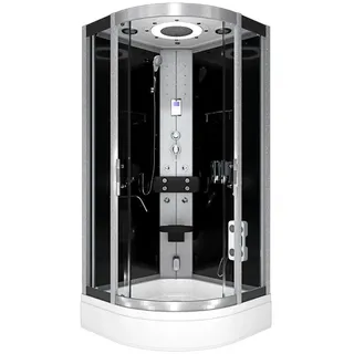 SeniorBad Dampfdusche, Dusche Duschkabine D58-63T2-EC Duschtempel Sauna 100x100 cm, & Schwarz,