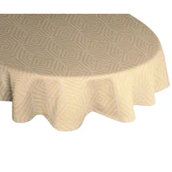 Tischdecke ADAM "Easy Diamond" Gr. 1, gelb (curry), Ø:145cm, Bio-Baumwolle, Tischdecken, nachhaltig