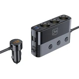 3M 3mk Auto Ladegerät 7-in-1 3x Zigarettenbuchse 10A PD 120WTM QC PPS UCB-C USB-A Autoladegerät 7 Geräte - Schwarz