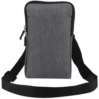 Handy Umhängetasche mit Geldbörse Herren, Handytasche zum Umhängen Herren Klein, Handy Schultertasche Klein Reißverschluss Outdoor Sport Handy Beutel Bügel Hüfttaschen Handy Brusttasche Kartenhalter - L - 19 * 11.5 * 2.5 CM
