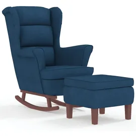 vidaXL Schaukelstuhl Ohrensessel Blau Samt