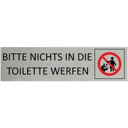 CombiCraft Aluminium Türschild Bitte nichts in die Toilette werfen 165x45mm mit 3M-Tape