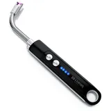 Brandson Lichtbogen Feuerzeug Stabfeuerzeug Feuerzeug elektrisch, USB Feuerzeug aufladbar Kerzenanzünder mit LED Batteriestandsanzeige