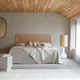 Tikamoon Kopfteil aus Rattan für Bett mit 160 cm Schlafzimmer Doppelbett Massivholz