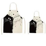 Vepoty Eltern- Und Kinderschürze 2pcs/Set Katzengedruckte Passende Schürzen Polyester Küchenschürze Für Ich Kochen Backmalerei Gartenarbeit