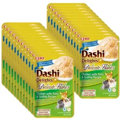 INABA Dashi Delights Zarte Flocken Huhn mit Thunfisch und Jakobsmuschel Rezept 24x40g