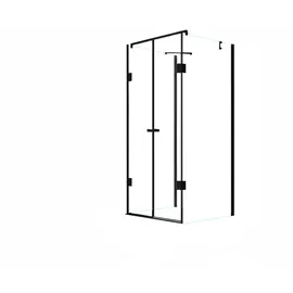 Glaszentrum Hagen Ares U-Duschkabine mit Drehtür rechts 80 x 195 cm schwarz ESG Glas
