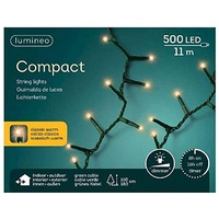 Lumineo Lichterkette Compact klassisch warm - 500 LED's - 11 Meter - grünes Kabel - Indoor& Outdoor - Timer - dimmbar - IP44