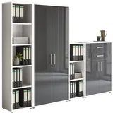 BMG Möbel Aktenschrank Tabor (Set 22, Büroschrank abschließbar mit Metallgriffen) Made in Germany weiß