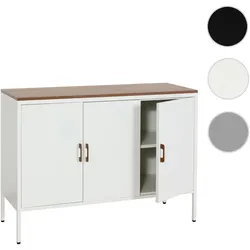 Kommode HWC-L84, Sideboard Schrank Anrichte, 3 T√oren Metall 90x120x40cm, Melamin beschichtet ~ wei√ü