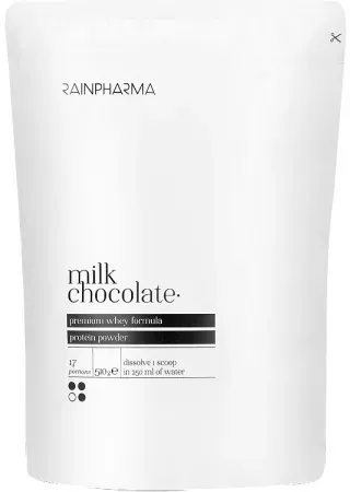 RainPharma Milk Chocolate Molkenproteinpulver + Stevia Optimaler Geschmack 510g 17 Portionen