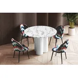 Design Esstisch Tisch HRE-111 rund Hochglanz Esszimmer 100 x 75 cm - Weiß