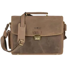 GREENBURRY Vintage Aktentasche Leder 40 cm Laptopfach braun