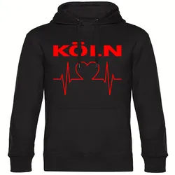 multifanshop Kapuzen Sweatshirt - Köln - Herzschlag - Druck rot - Hoodie