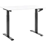 Beliani Schreibtisch Weiß Schwarz Melamin 120x72cm Manuell Höhenverstellbar Rechteckig mit Kurbel Metallgestell Modern Büro Steh-Sitz-Tisch Stehtisch