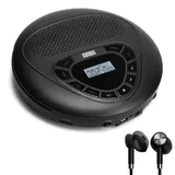 August Wiederaufladbarer tragbarer CD Player mit Kopfhörer -August SE10- Discman USB-C mit Lautsprecher Überspring (Anti-Skip) Schutz MP3 CD Player mit Wiederholung/EQ/PROG/Micro SD/EQ für Erwachsene Kinder