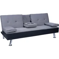 MCW Schlafcouch Kunstleder 3-Sitzer Schwarz