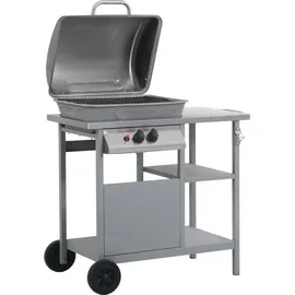 vidaXL Gasgrill mit Beistelltisch auf 3 Ebenen silber 47393