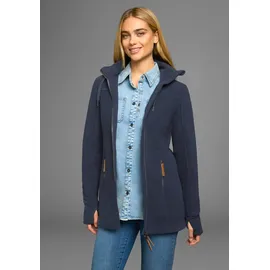 POLARINO Fleecejacke mit Kapuze aus Fleece, atmungsaktiv, schnell trocknend, Gr. 34, marine, , 29309069-34