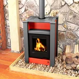 HS FLAMINGO Kaminofen AQUAFLAM VARIO LEND 11/7 kW - rot - elektronische Steuerung - Rot
