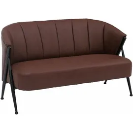 Mendler Wohnzimmer-Set HWC-P30, 2er-Sofa 2x Sessel, Vintage Retro Industrial Metall Kunstleder ~ rostrot