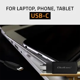 Qoltec 52419 65 W GaN Super-Schnellladegerät 5–20 V 3–3 25 A USB-C 3.1 - Schwarz