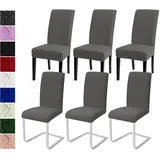 Eozakavod Stuhlhussen 6er Set Stuhlbezüge Moderne Stretch Stuhlhussen Universal Husse Abnehmbare Stuhlbezug Waschbarer Abdeckung Esszimmer Dekoration Spannbezug,für Hochzeit Partys(6er Set, Grau)-C
