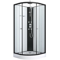 Sanotechnik Komplettduschkabine Schwarz Dusche Reload - 90 x 90 x 225 cm - Mit Massagedüsen, Kopfbrause, Handbrause, Aluminium Profil in Schwarz, Komplettset, Mit Duschwanne, Duschkabine komplett