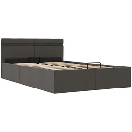 vidaXL Bett mit Bettkasten Hydraulisch LED Dunkelgrau Stoff 140x200 cm