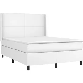 vidaXL Boxspringbett mit Matratze & LED Weiß 140x200 cm Kunstleder