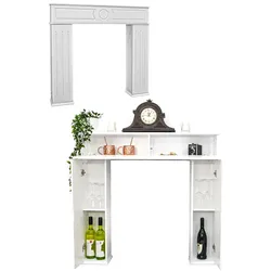 Geheimfach Kaminkonsole mit Stauraum - 107x100 Kaminumrandung Holz Kaminrahmen