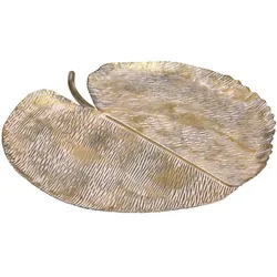 Chic Antique Tablett Blatt, H2,5/L30,5/B30 cm, antik champagner