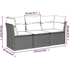vidaXL Garten-Lounge-Set 3-tlg. braun