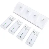 Diyeeni Fernbedienungs-Ladestation für Wii/Wii U mit 4er-Pack 2800-mAh-Akkus, Controller-Ladestation für Wii-Controller (White)