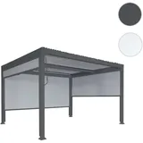 Mendler Alu Pergola HWC-L41 mit 3x Seitenwand, Lamellen-Pavillon, stabiles 8cm-Metall-Gestell 3x3m - anthrazit