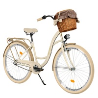 Milord Komfort Fahrrad mit Weidenkorb, Hollandrad, Damenfahrrad, Citybike, Retro, Vintage, 28 Zoll, 3-Gang, Creme-Braun