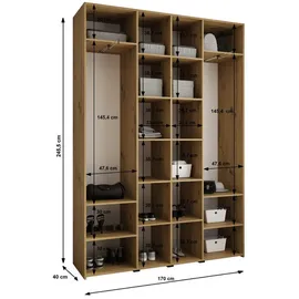 abiks möbel Drehtürenschrank COMO 170 x 245,5 x 40 cm Schwarz