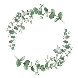 Ambiente 20 Servietten Papier 33x33cm 3-lagig - hochwertige Einweg Papierservietten Eukalyptus Aquarell Kranz grün weiß Natur Boho Hochzeit Tischdeko elegant