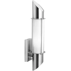 Wandleuchte Außen Wandlampe Garten Edelstahl Fassadenleuchte Wand Hauseingang, silber opal, 1xE27, LxBxH 10,2x13x49,8 cm